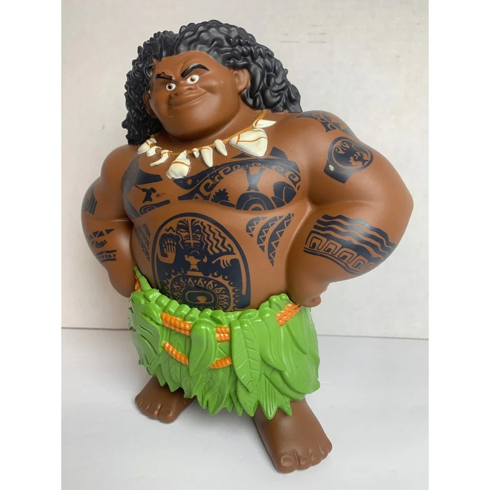 Disney Moana Maui Action Figure Demigod‎ Tribal Tattoos Green Leaf Skirt Toy